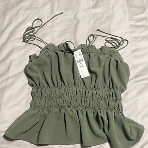 Top Shop Spaghetti Strap or Tube Top Olive Green Size 8 NWT